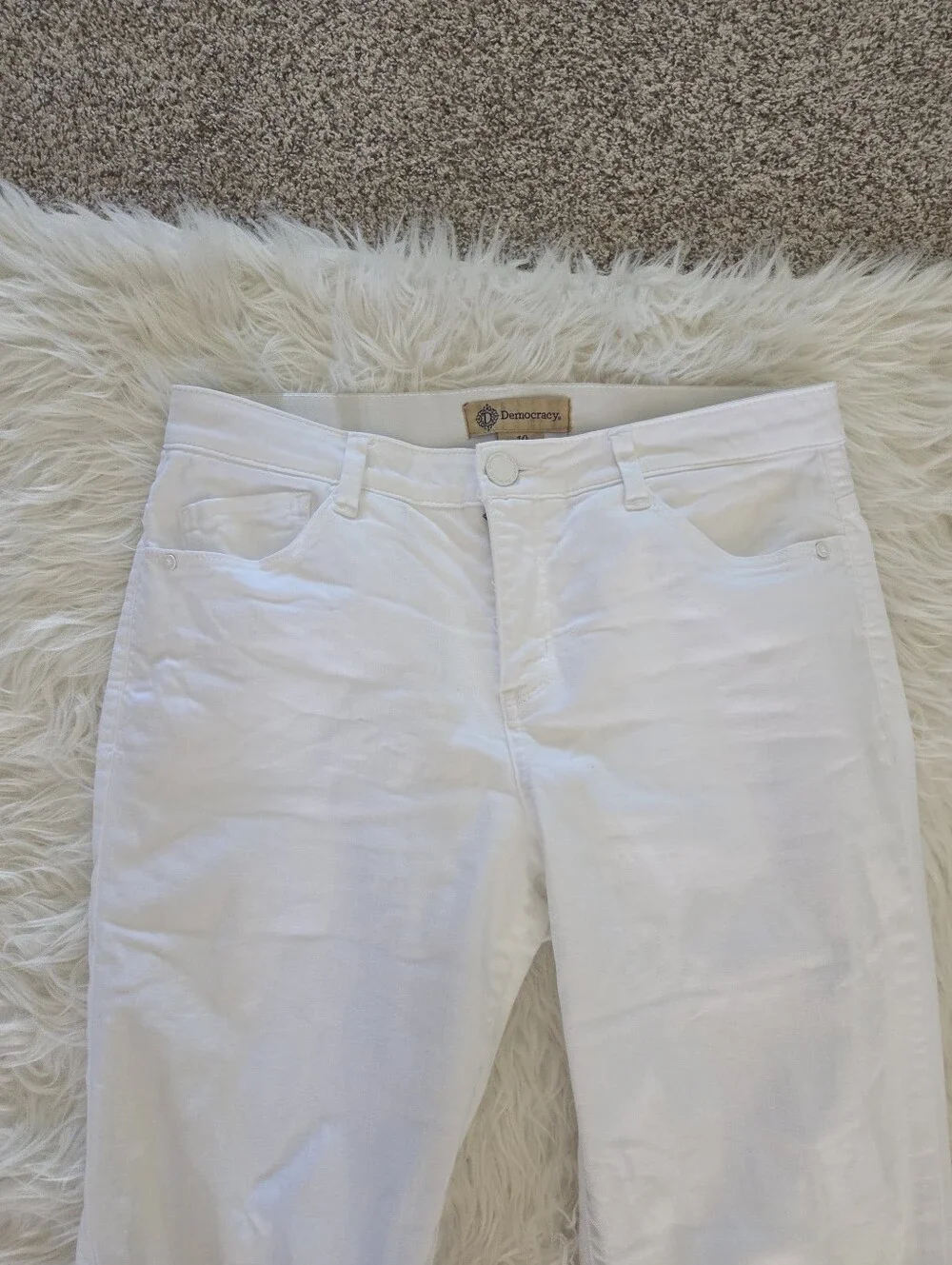 Democracy Ab Tech High Rise Slim Straight Leg Jeans White Frayed Cuff - Picture 10 of 14